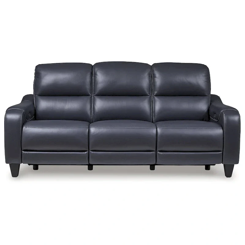 Leather Power Reclining Sofa with Adjustable Headrests and USB Charging