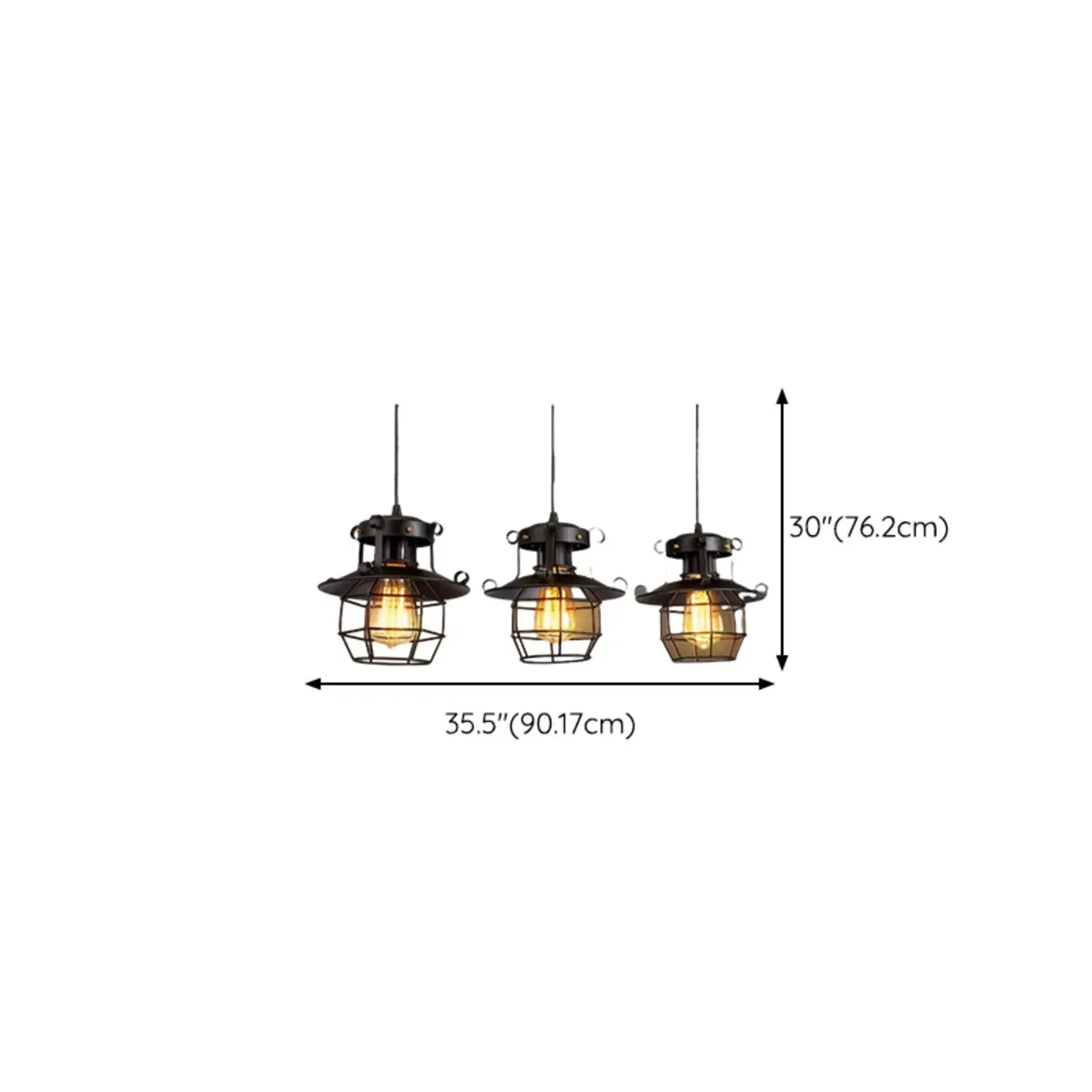 Gothic Black Iron Cage Hanging Pendant Light