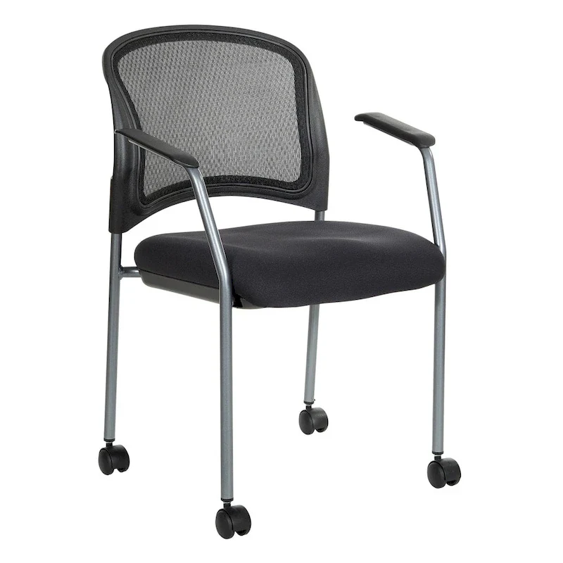 Rolling Visitor's Chair with Breathable Back - Black