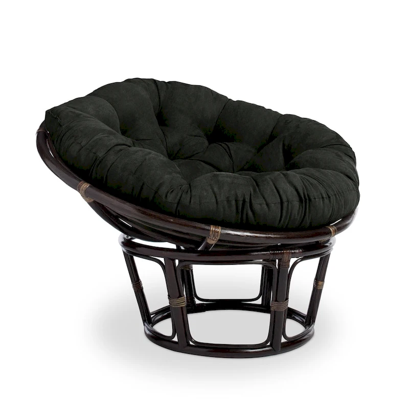 Bali 42-inch Rattan Papasan Chair with Microsuede Cushion