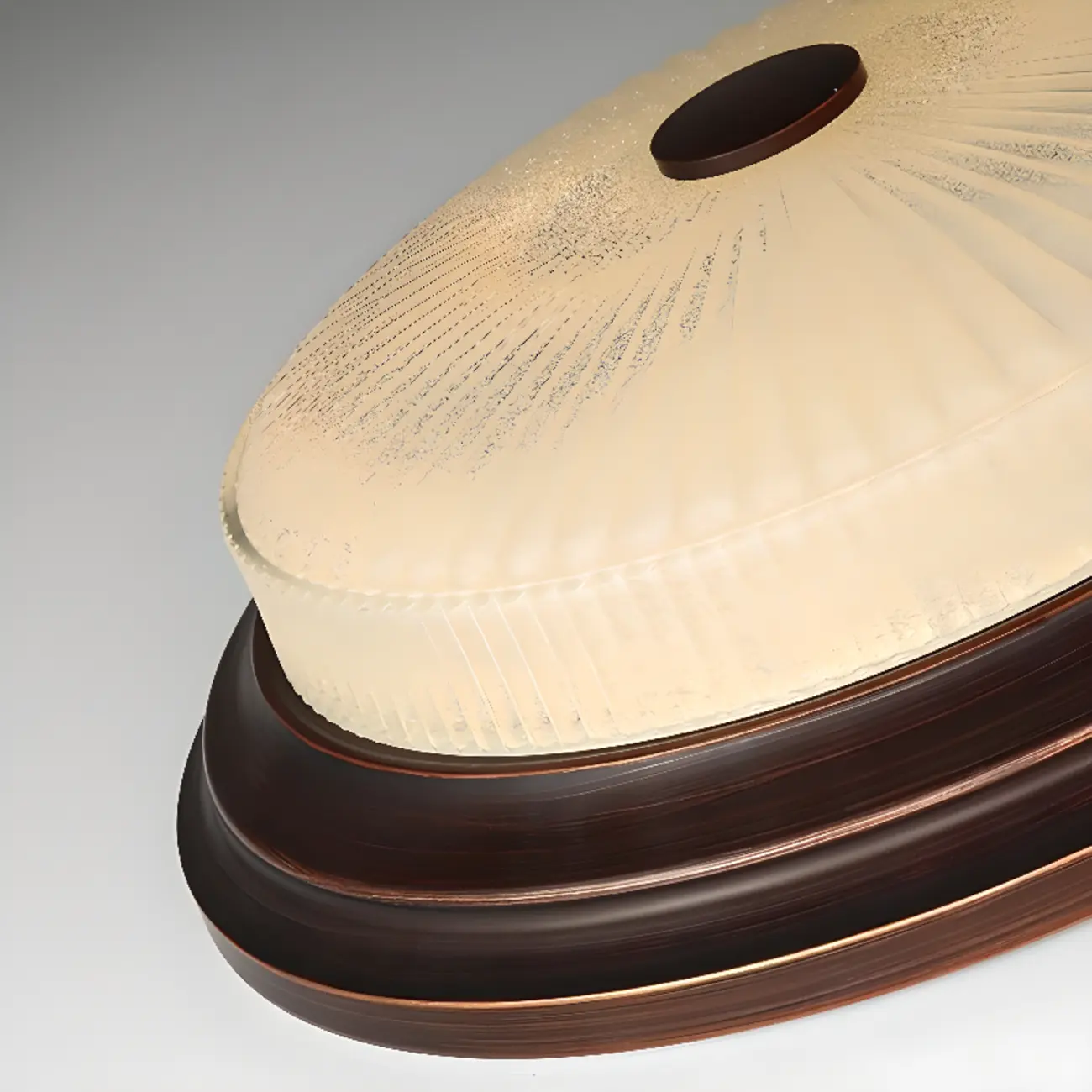 Classic Brown Metal Round Glass LED Flush Mount Ceiling Light