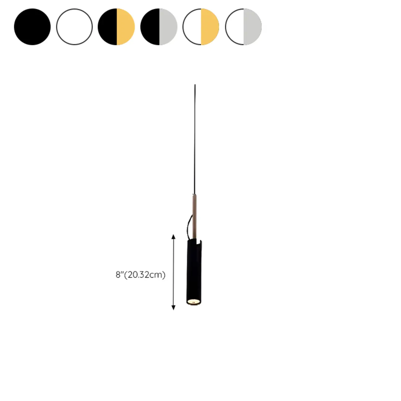 Adjustable Cylindrical Metal Black Hanging Pendant Light