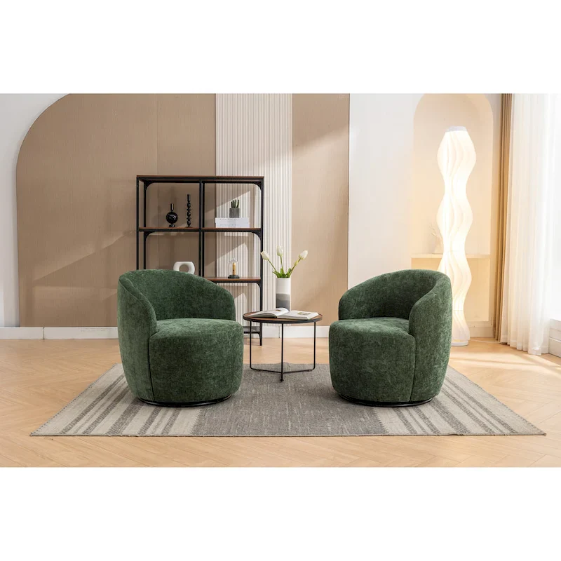 25.6 Swivel Barrel Chair with Black Coating