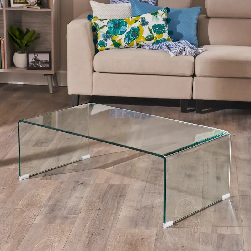 Solid Glass Rectangle Coffee Table - 39.37 D x 21.65 W x 14 H