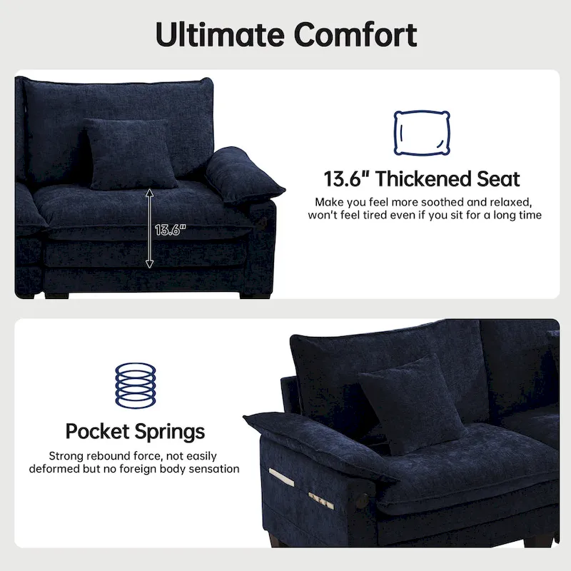 Modular Sectional Sofa with Ottoman and Deep Seat Sleeper