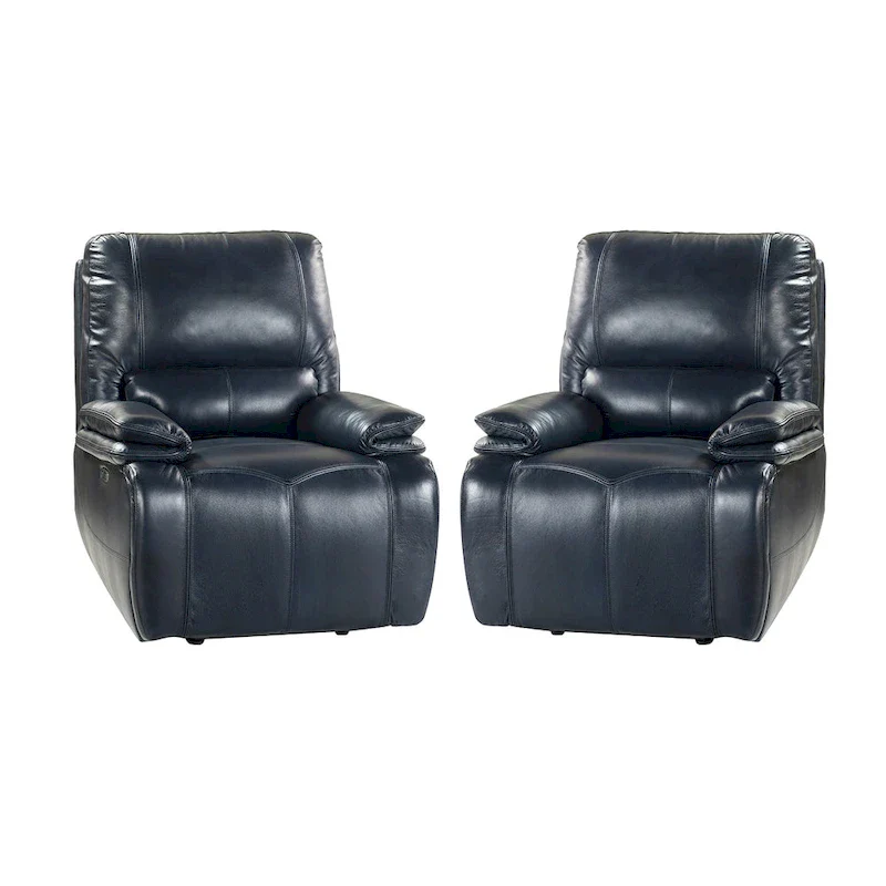 Clara Genuine Leather Power Recliner with Cushion Padded, Set of 2