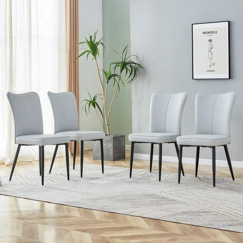 Modern Dining Chairs Set of 4 PU Leather Kitchen Upholstered Chairs