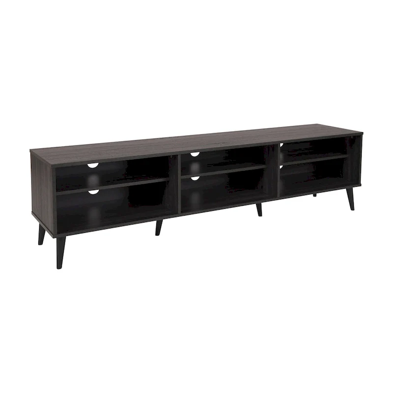 Brown/Grey & Grey TV Bench with Open Shelves, Fits TVs up to 85
