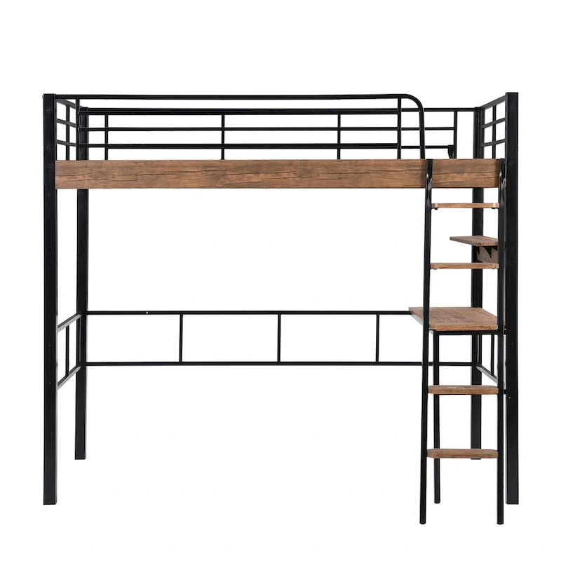 Twin Metal Loft Bed with Desk