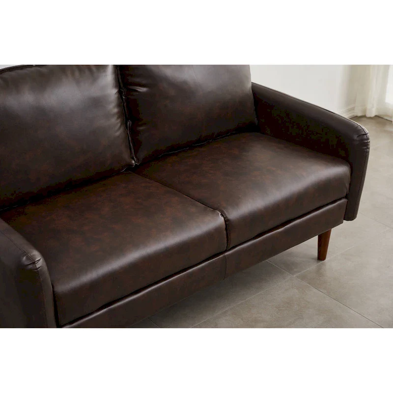 Faux leather 58  Square Arm Loveseat