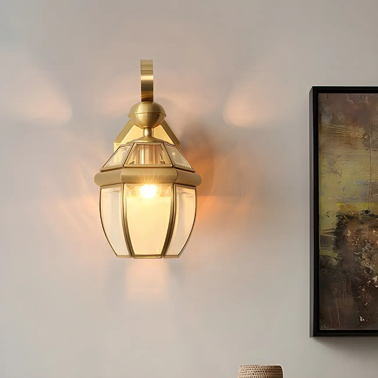 Transparent Gold Glass LED Wall Sconce with Metal Frame