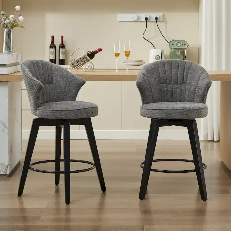 Wing Back Swivel Bar Stools Set of 2 - 25