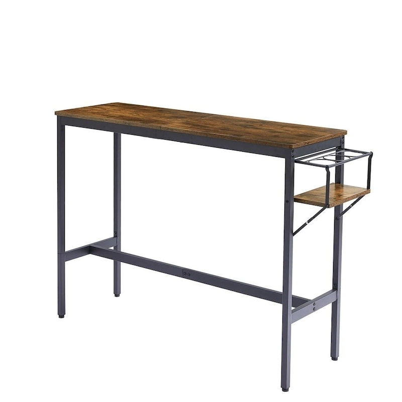 3 PCS Industrial Bar Table Set with Wine Rack