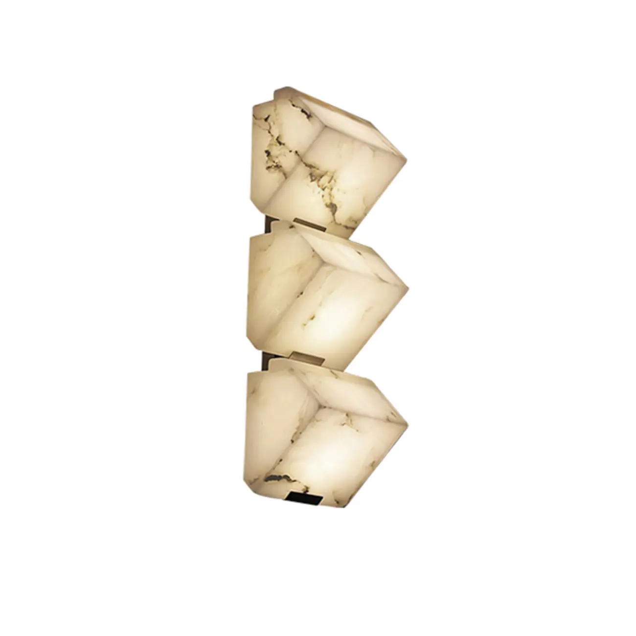 3-Light Geometric Metal Stone Shade Wall Sconce