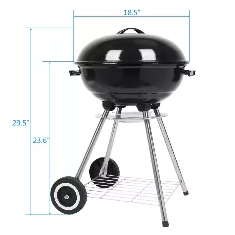 Karl Home 18 in. Apple Charcoal Grill in Black with Wheels