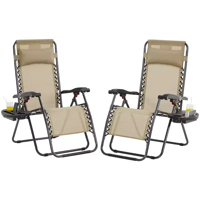 Yaheetech Set of 2 26in Outdoor Zero Gravity Chair Patio Lounge Camping Chair