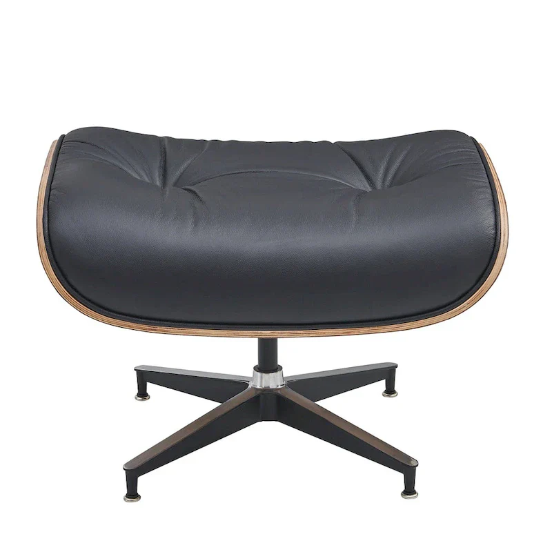 Mid-century Modern Lounger Real Leather Arm Chair and Ottoman Set