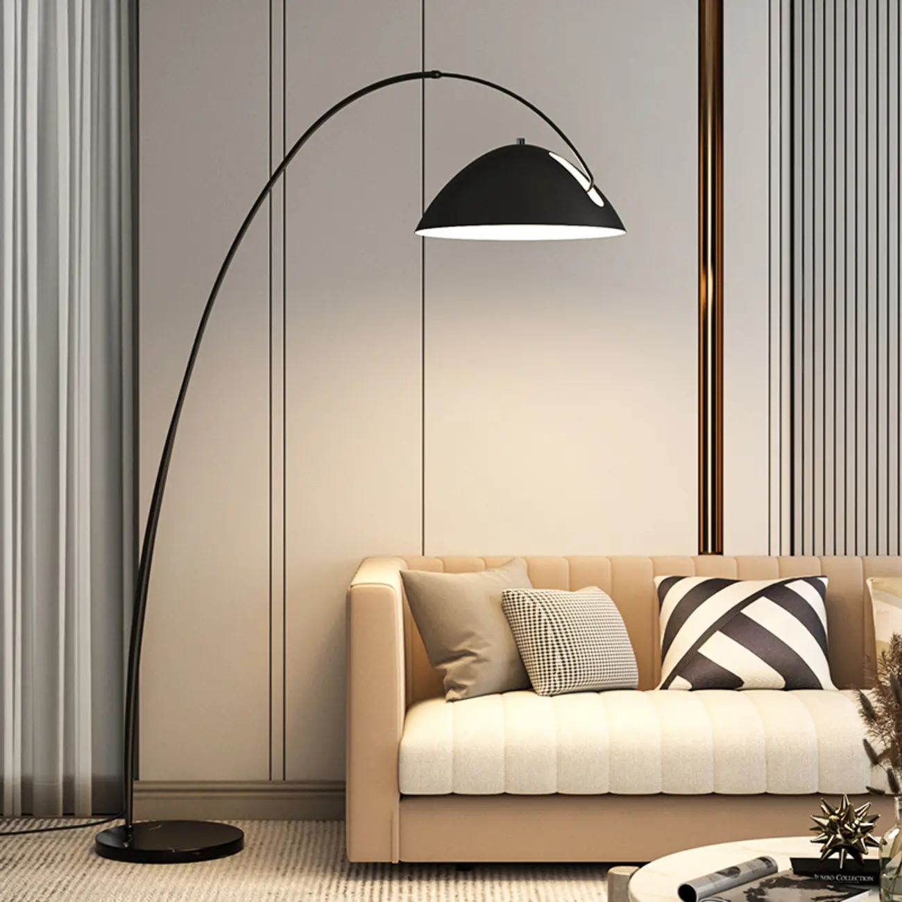 Adjustable Black Arc LED Floor Lamp for Living Room Decor