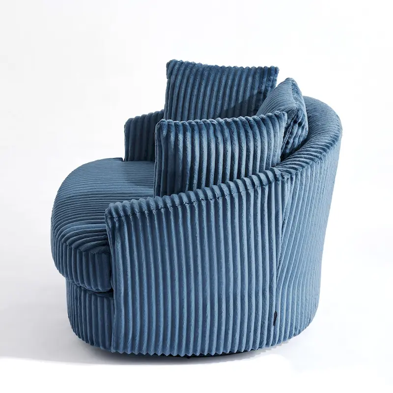 DREAMSIDEA Recessed Arm Slipcovered Swivel Barrel Chair