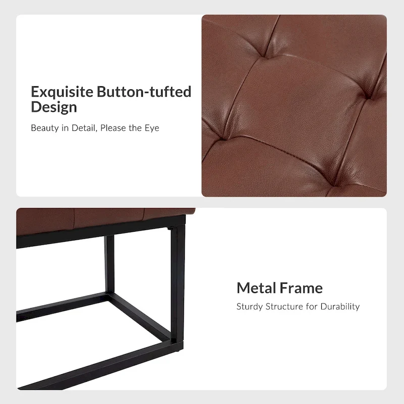 Classic Genuine Leather Bedroom Bench