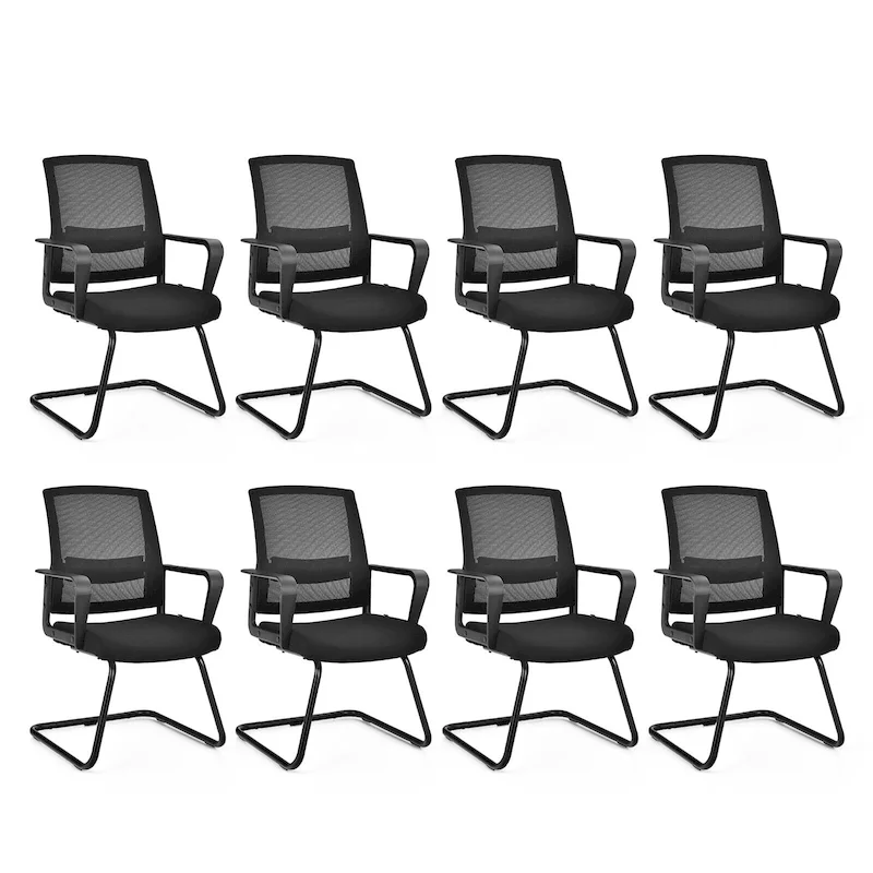 Black Mesh Mid-Back Conference Chair, Set of 8
