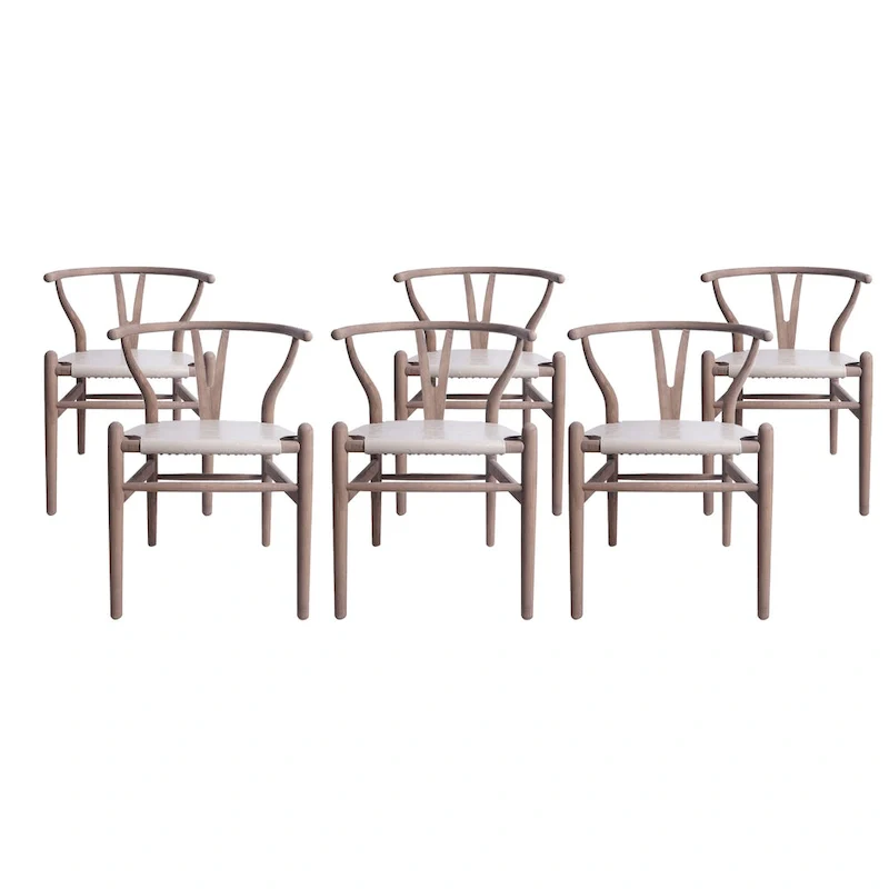 Ash Wood Dining Chairs Set of 6 - Mid-Century Modern Style