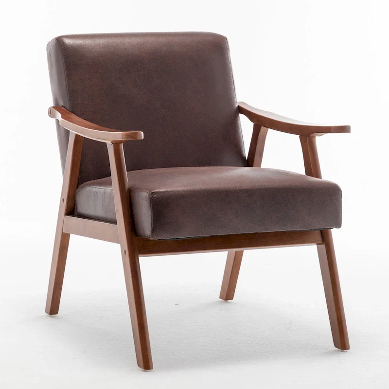 Dark Brown Mid-Century Accent Chair - Single Seat