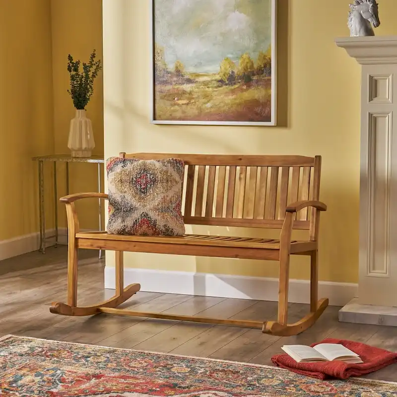 Amina Acacia Wood Patio Glider