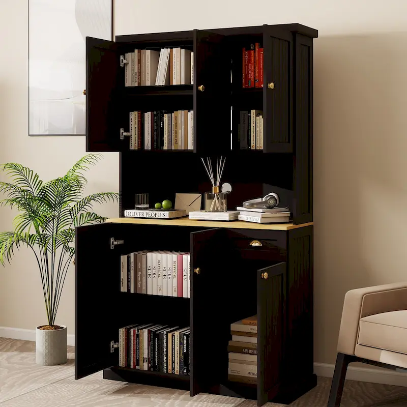 Large Buffet Cabinet with Hutch and Adjustable Shelves