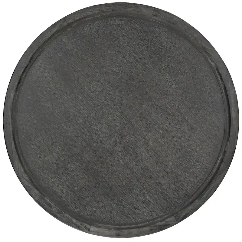 Round Pedestal Coffee Table – Natural / Dark Oak / Black / Black & White Wash, Farmhouse Style