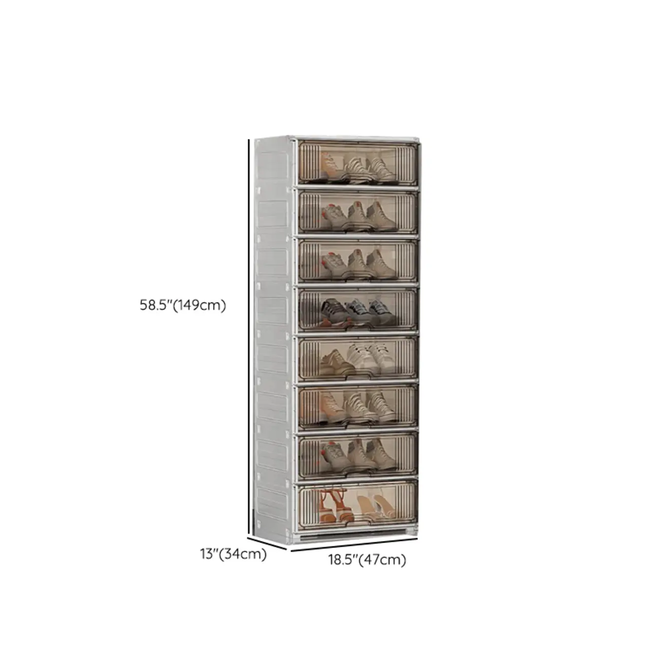 Durable Flip-up Glam Plastic Clear Shoe Boxes Stackable