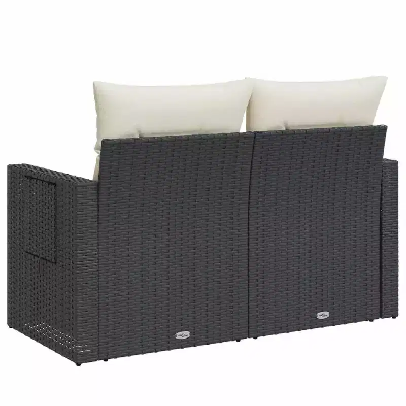 vidaXL Garden Sofa Black, Cream White