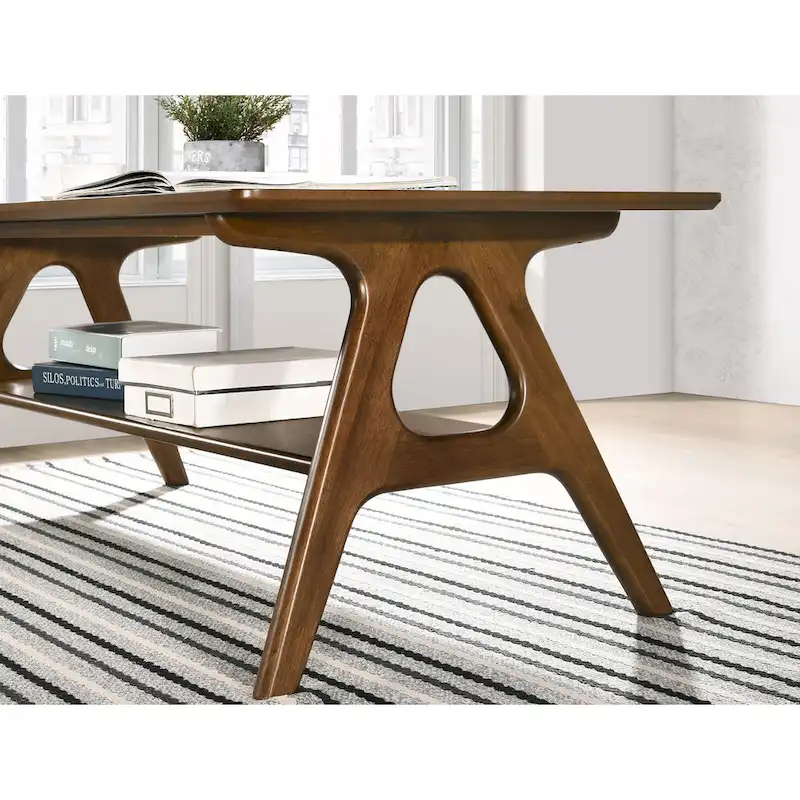 Mid-Century Modern Wood 3-Piece Coffee Table Set