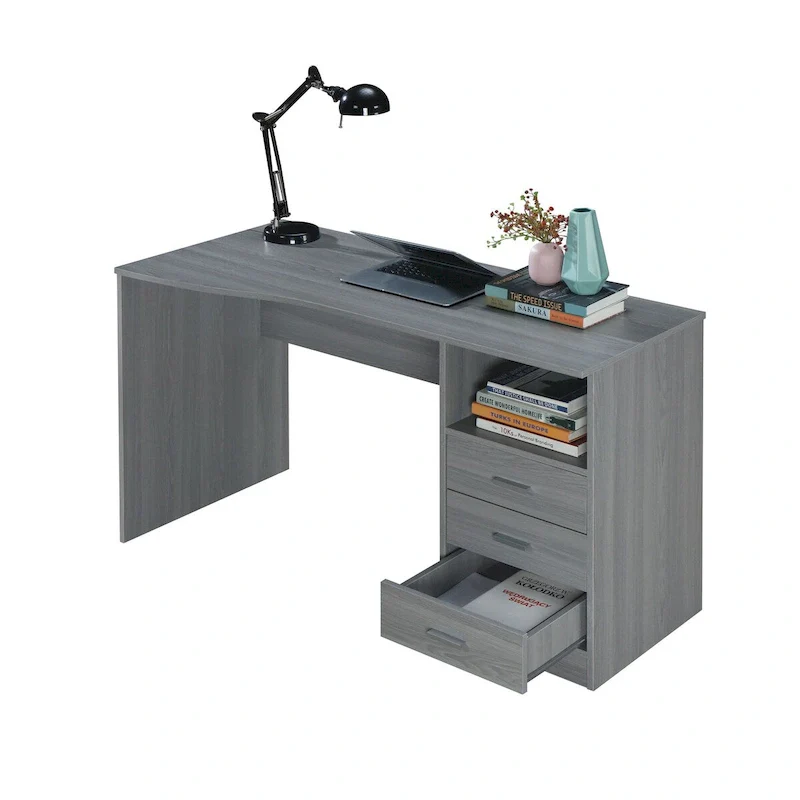 Modern Designs Classic 3-Drawer Computer Desk - Grey
