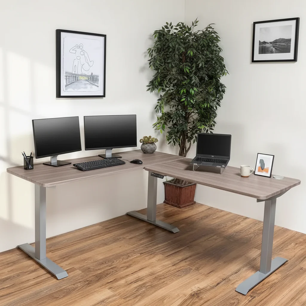 Electric Standing Desk, Adjustable Height Office Desk, L Shape