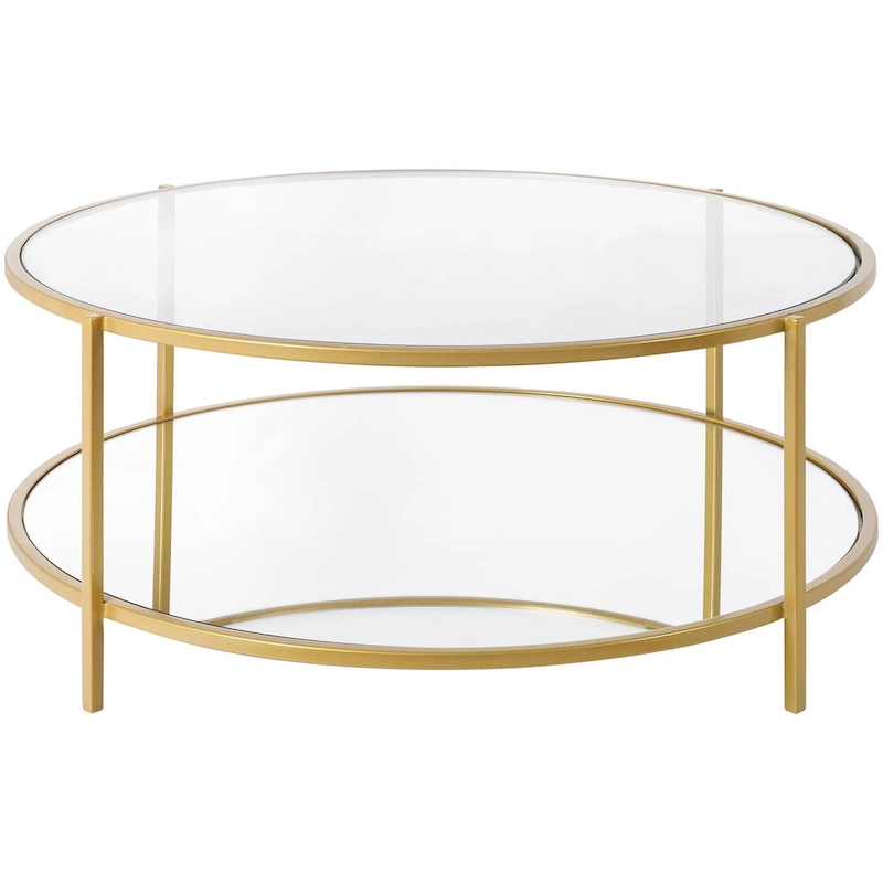 Alecsis Glass Round Coffee Table - 14H x 36W x 36D