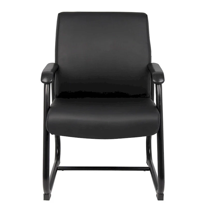 Black Antimicrobial Vinyl Guest Chair, Sled Base, Single Seat