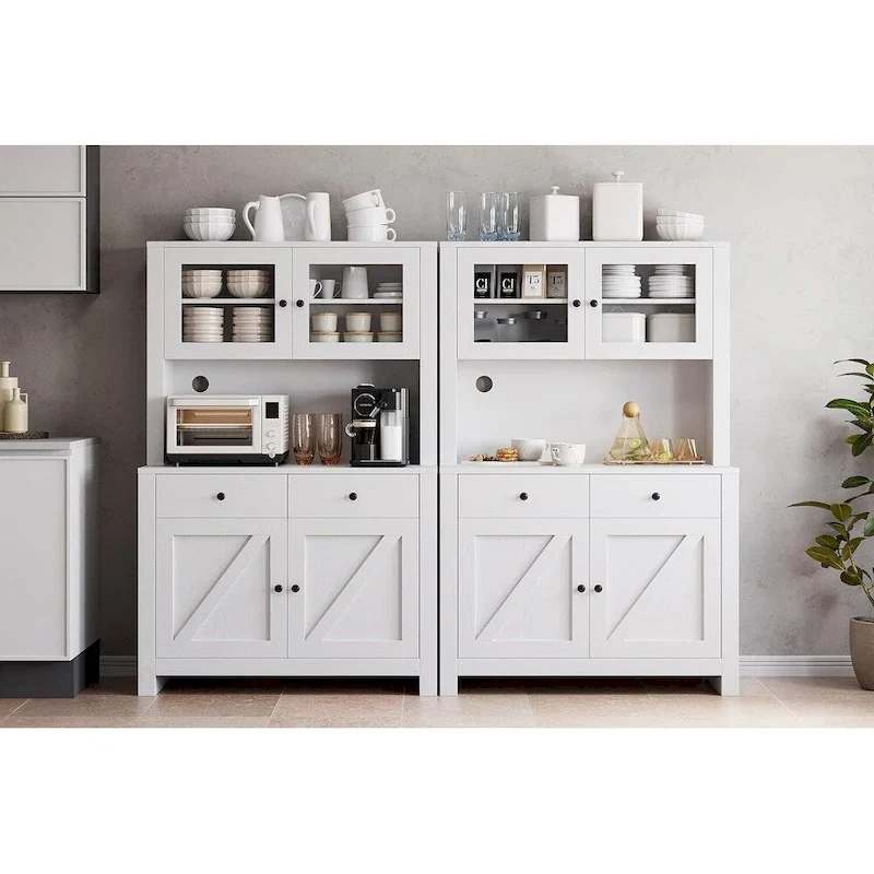 Kitchen Pantry Cabinet with Microwave Stand