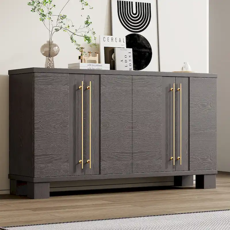 Sideboard Buffet Cabinet with Adjustable Shelves & Gold Handles