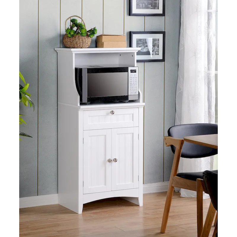Microwave and Coffee Maker Utility Cabinet with Drawer and Cupboard, Traditional Style