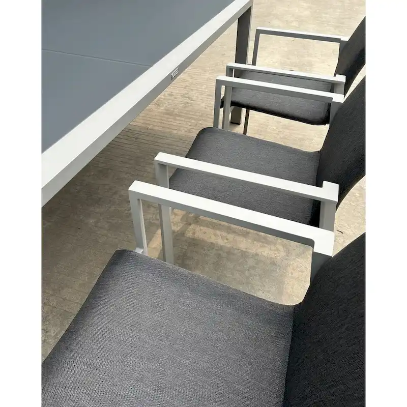 Vesuvio Light Grey 11-Piece Aluminum Outdoor Dining Set with Sling Set in Midnight Grey - N/A