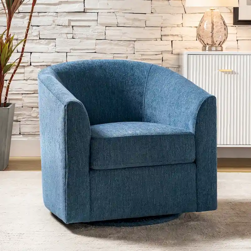 Cuenca Modern Upholstered Barrel Chair with Swivel Base