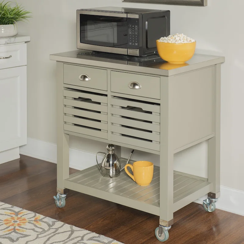 The Gray Barn White Squirrel Grey Wood Kitchen Cart