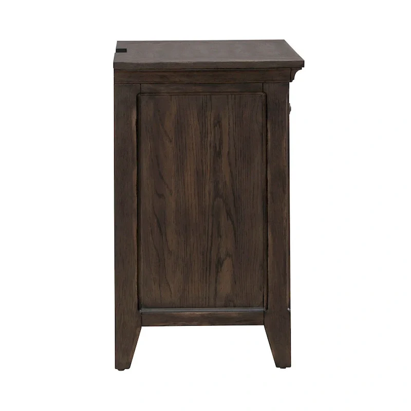 Saddle Brown Wood 3-Drawer Nightstand with Charging Station