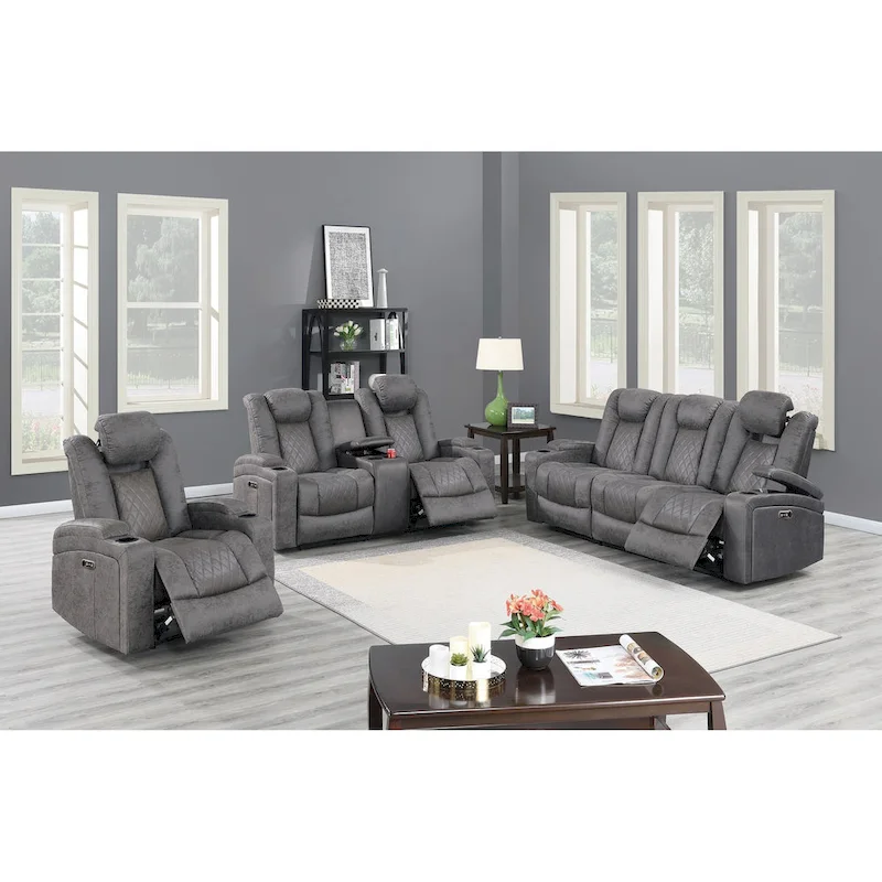 Power Recliner with Cup Holders and USB Charger - Single Seat