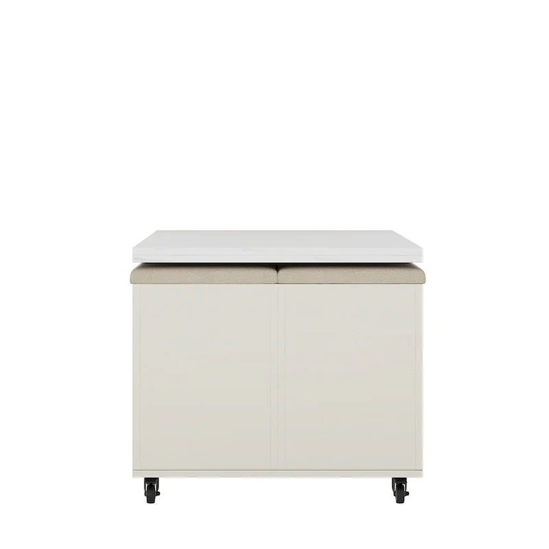 Modern Lift-Up Coffee Table with 4 Stools and 2 Drawers