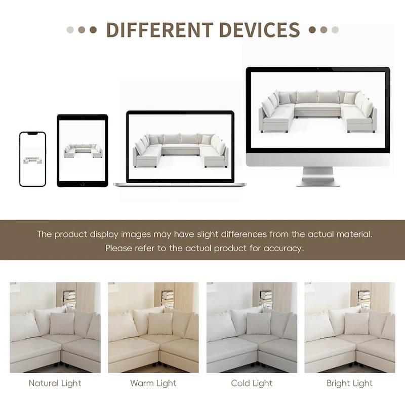 Modular Sectional Sofa, Reversible U Shaped Chenille Couch Set