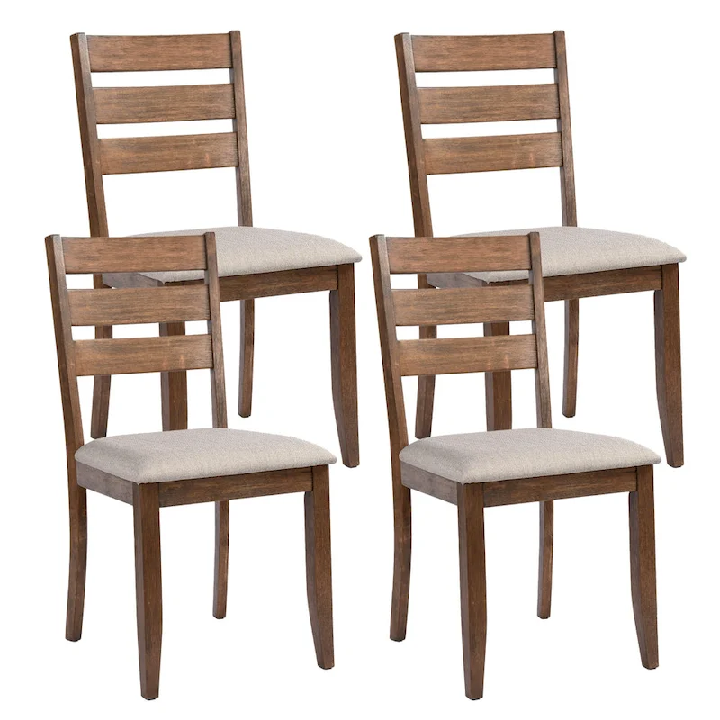 Slat Back Wood Dining Chairs Set of 4