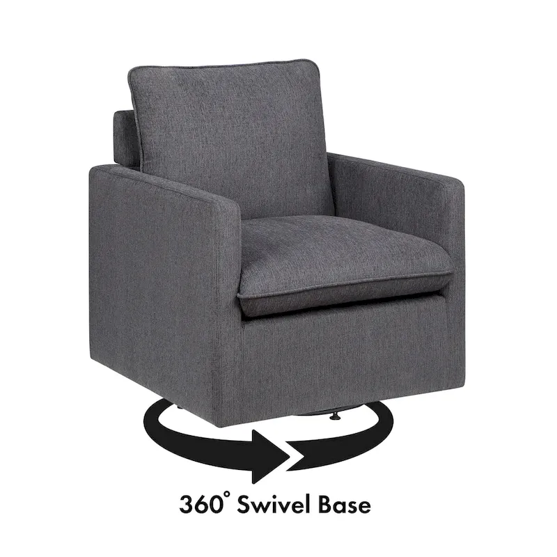 Kamile Transitional Linen Cushion Back Swivel Armchair by Furniture of America