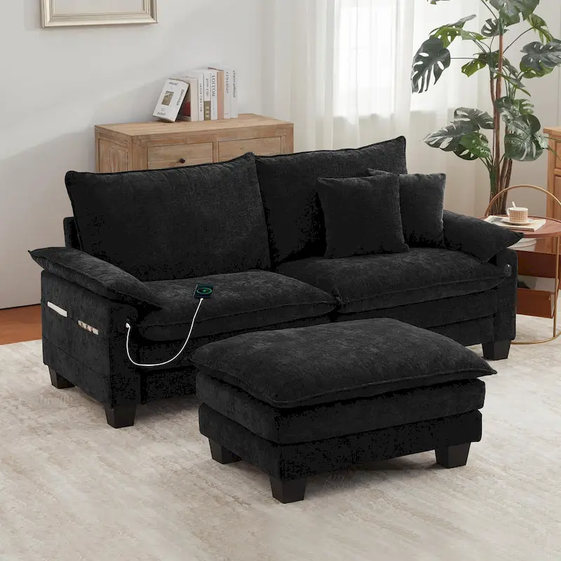 Modular Sectional Sofa with Ottoman and Deep Seat Sleeper